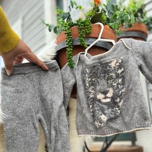 STELLA MCCARTNEY GAP KIDS GREY LEOPARD CASHMERE/SILK SET HOL ‘09 3-6 Months